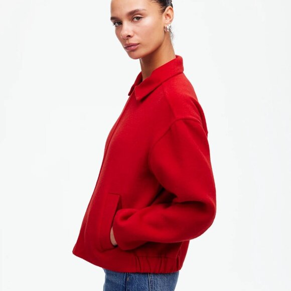 NWT Madewell Double-Faced Rounded-Sleeve Wool Blend Red Cherry Coat Jacket Med - Picture 4 of 16